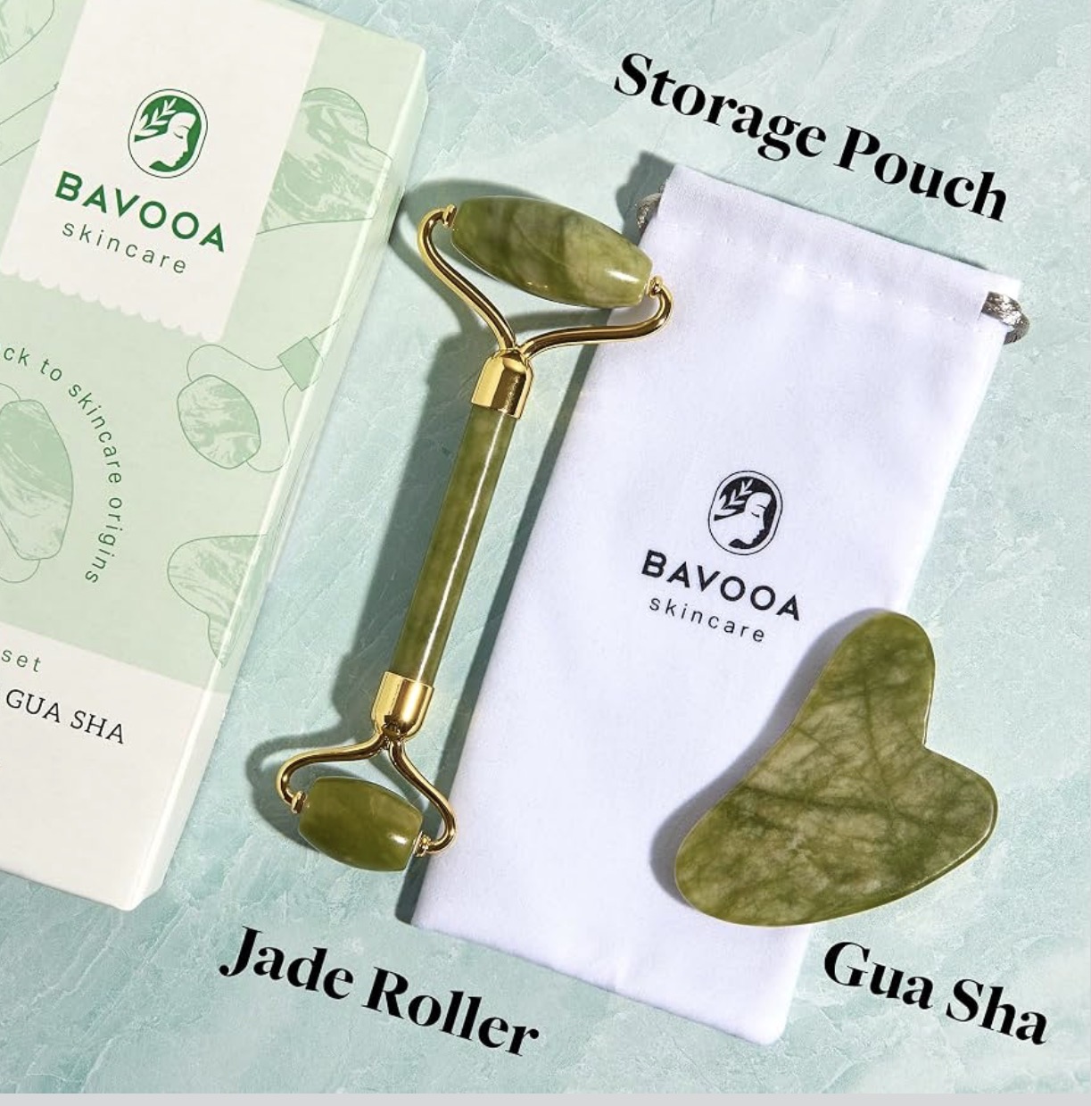 Jade roller and gua sha skincare tools