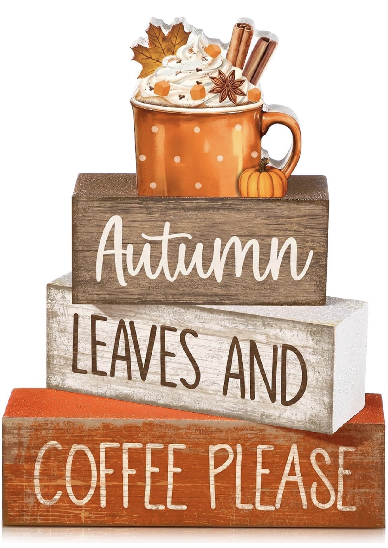 Fall block décor for a seasonal coffee station