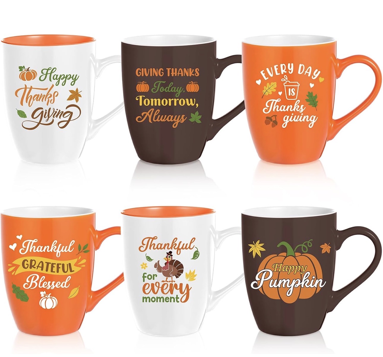 Cute fall mug set for a Thanksgiving coffee bar