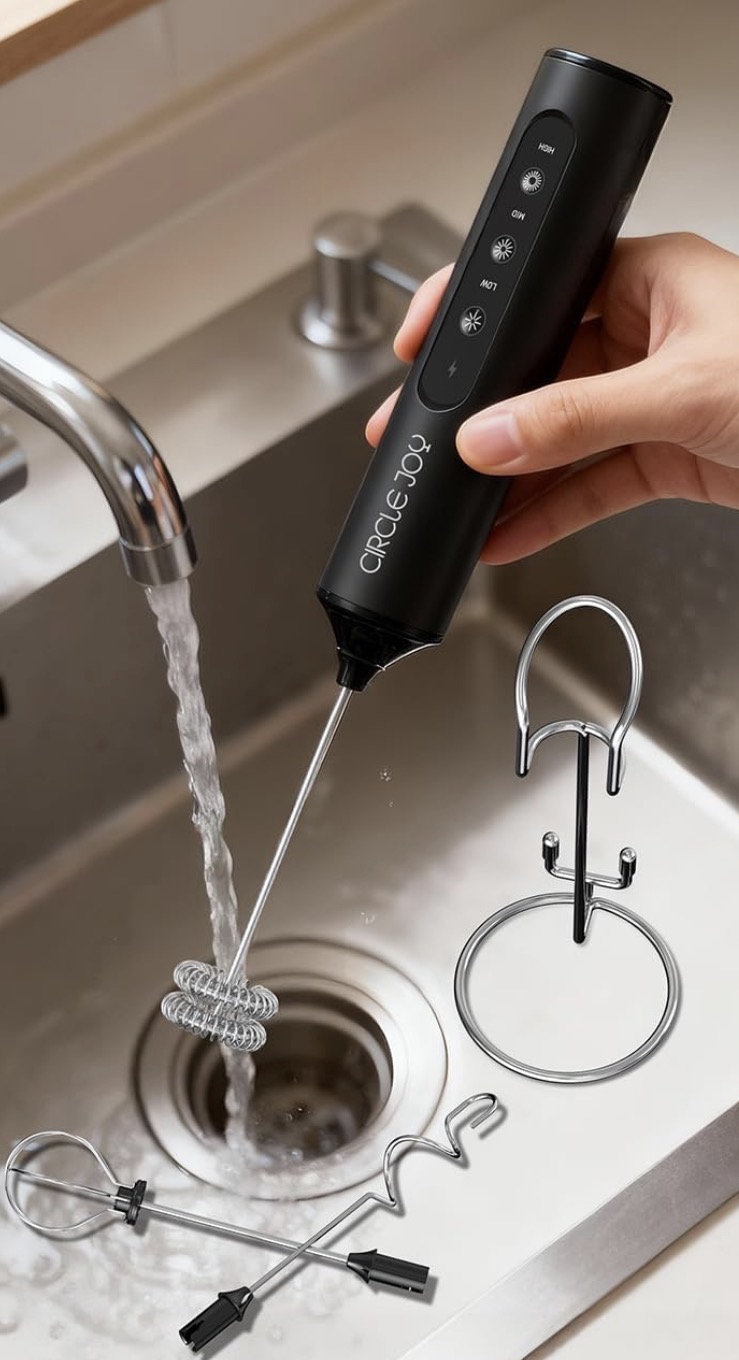 Milk frother for lattes and seasonal coffee drinks