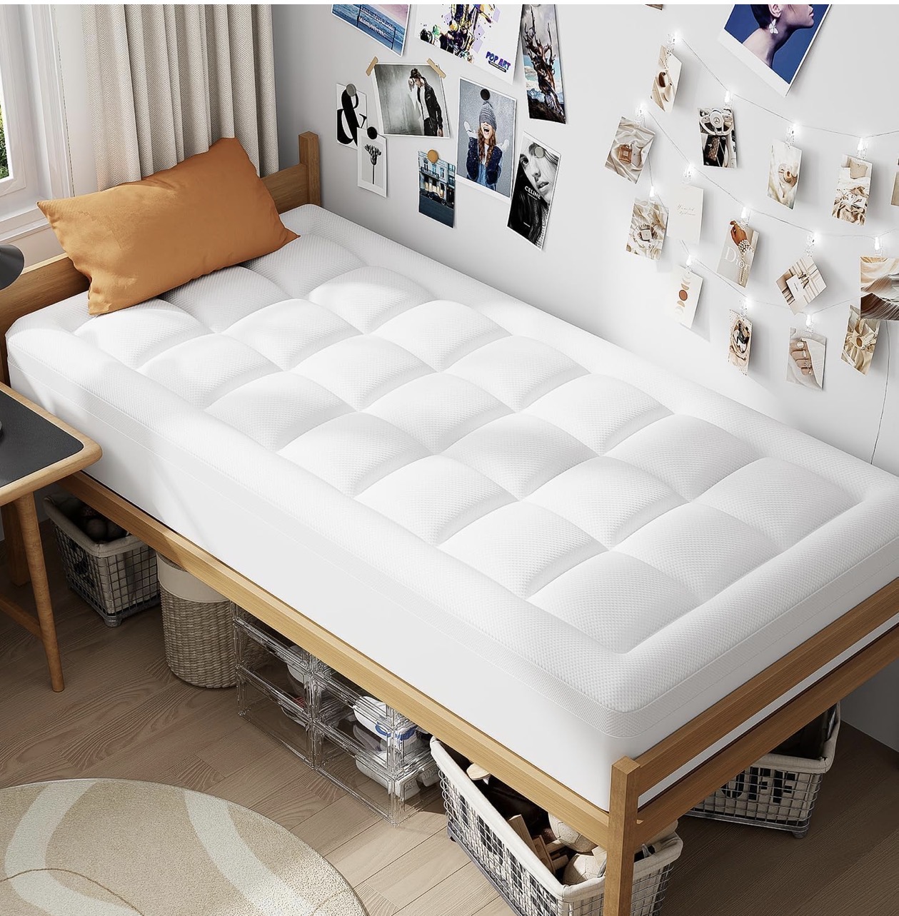 Mattress topper for a college dorm bed