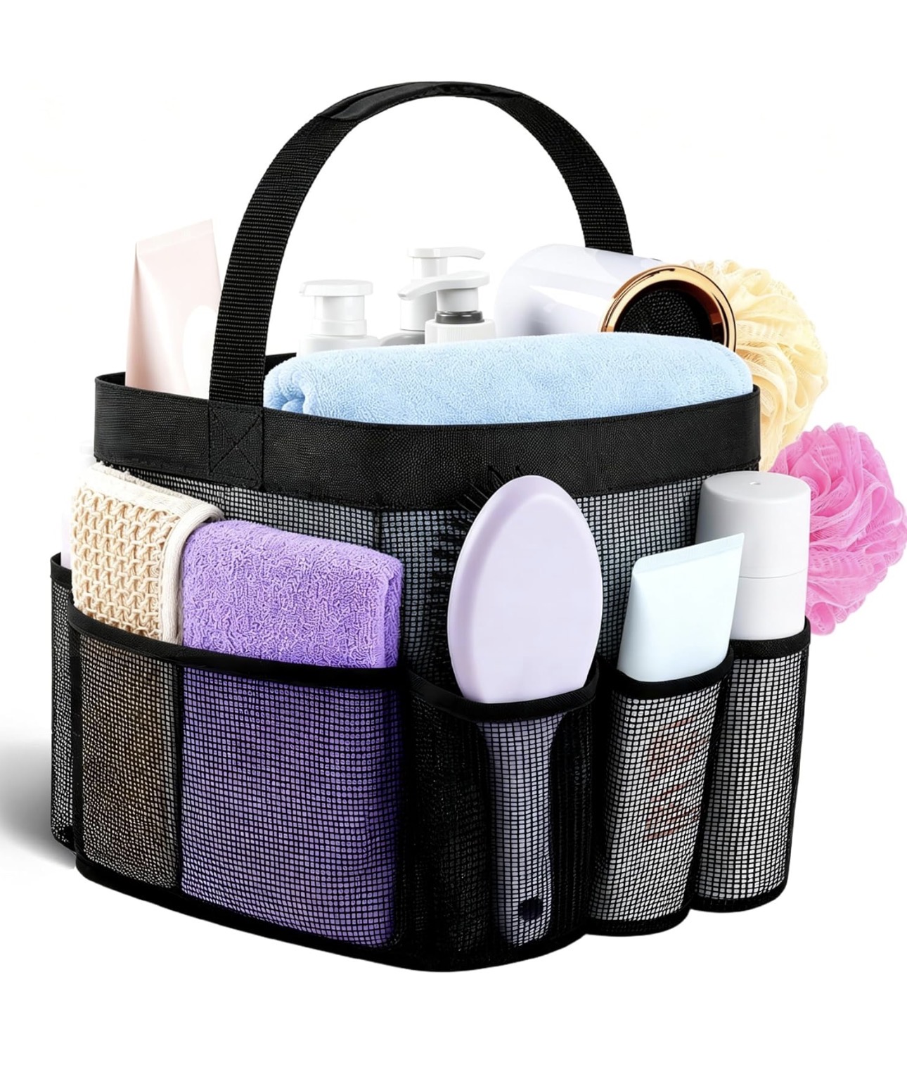 Portable shower caddy for a college dorm bathroom