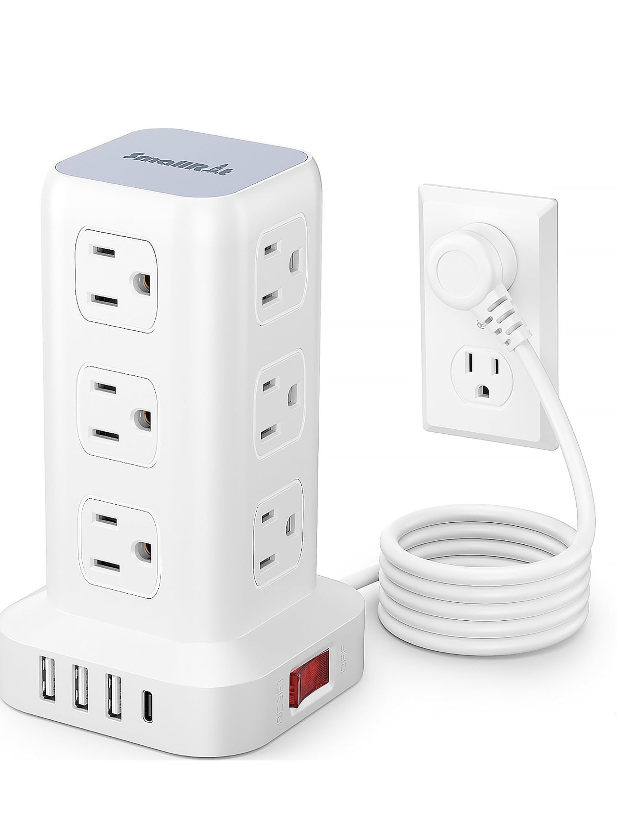 Surge protector power tower for a college dorm room
