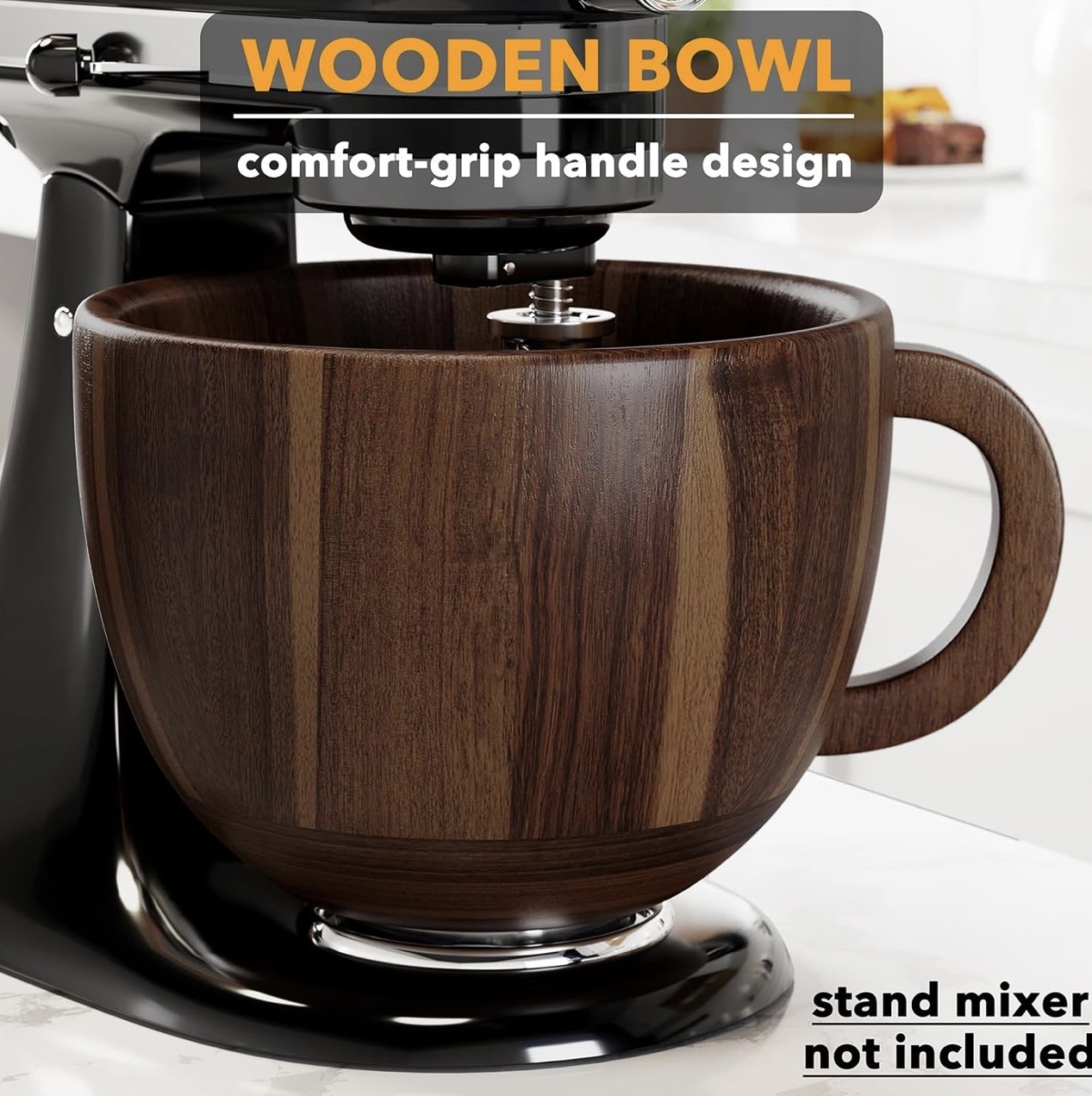 Wooden mixing bowl for kitchen preparation