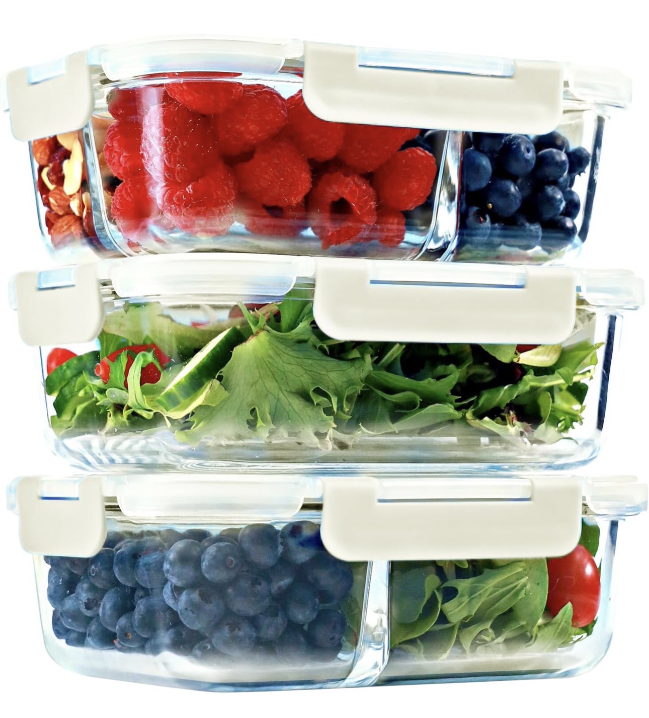 Glass meal prep containers