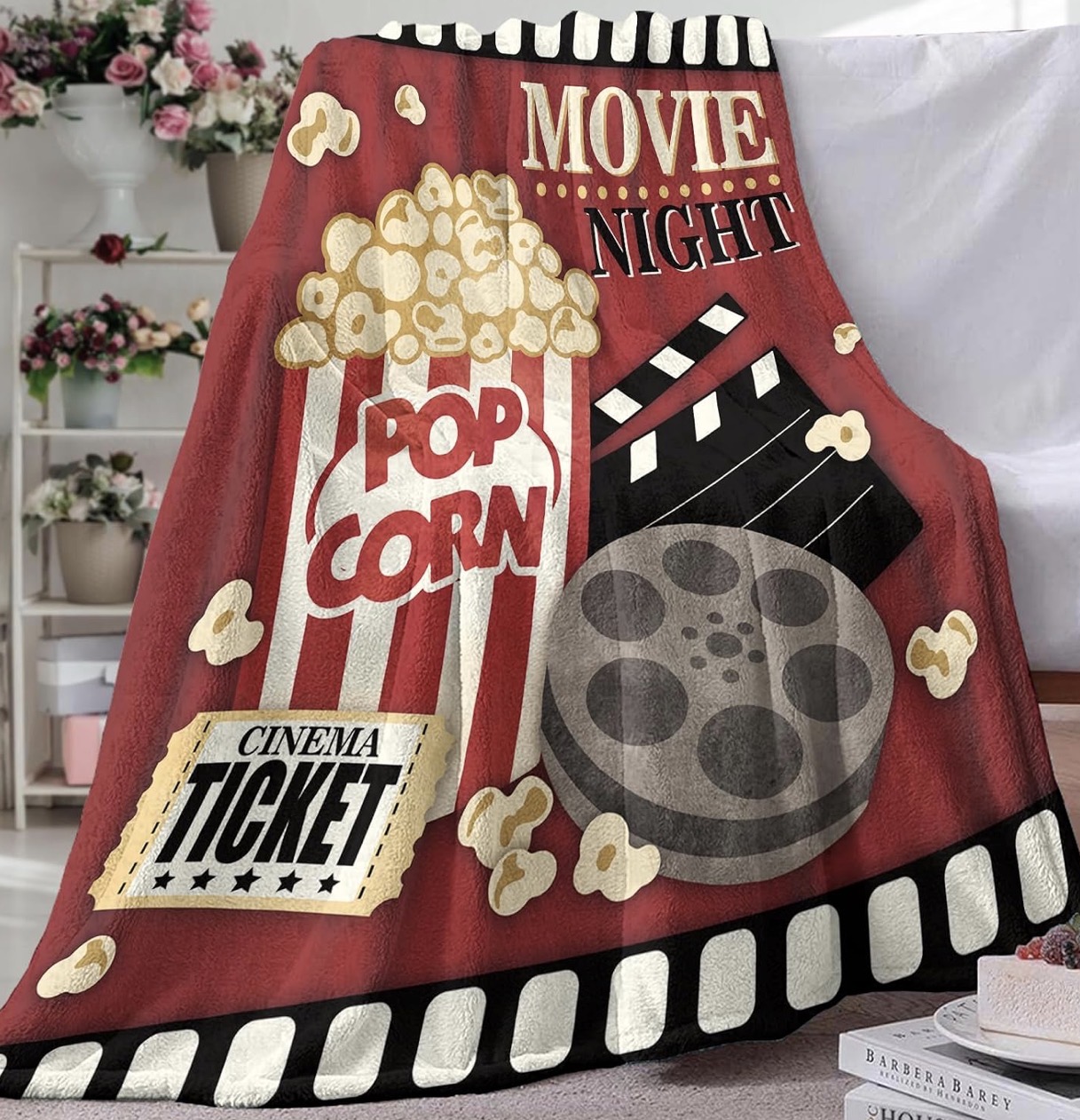 Cozy movie night blanket for an outdoor backyard screening