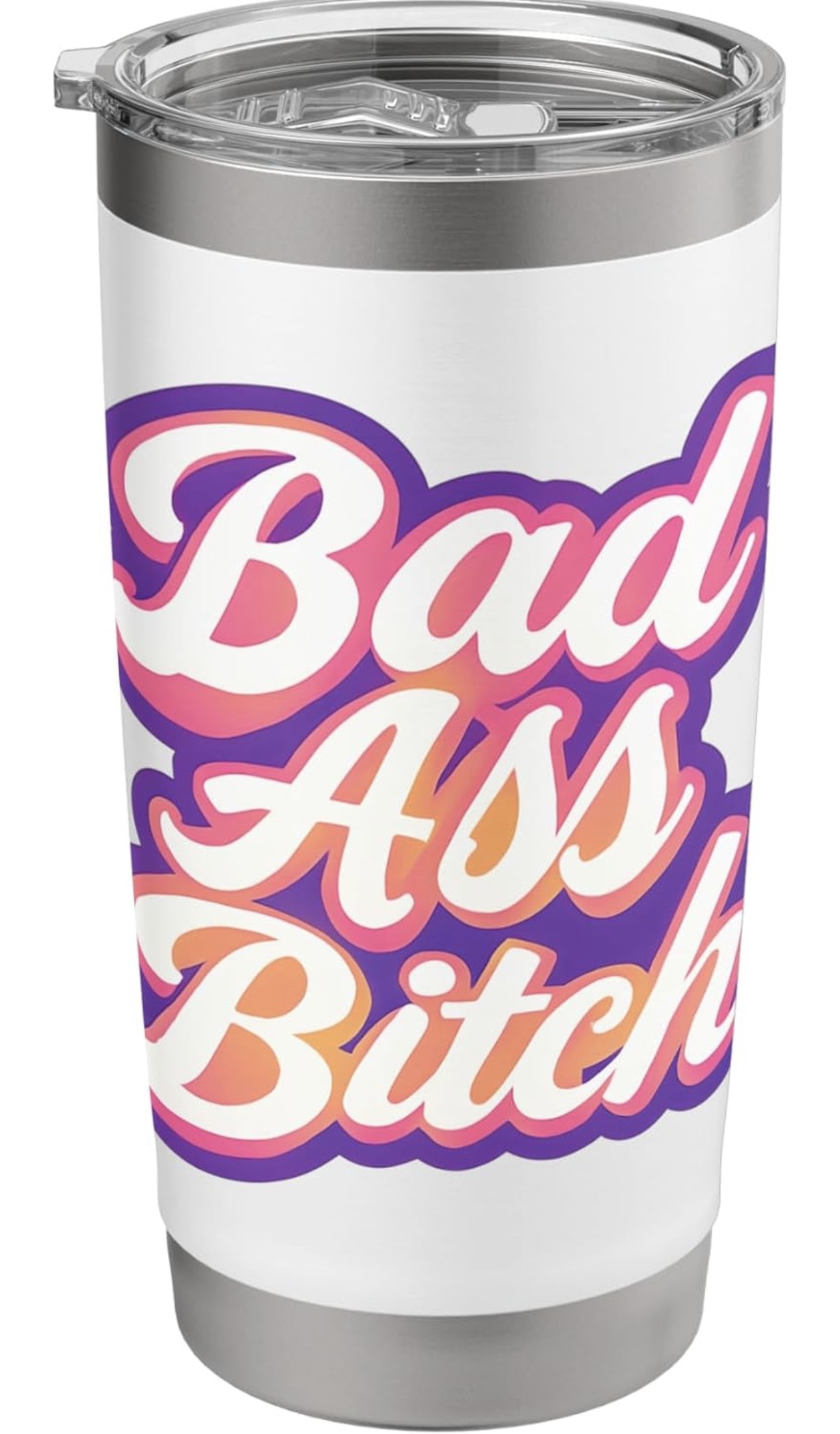 Pink Baddie tumbler with a confident quote for college students