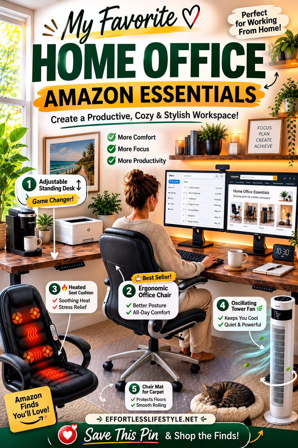 Modern work-from-home office with ergonomic furniture and practical workspace upgrades