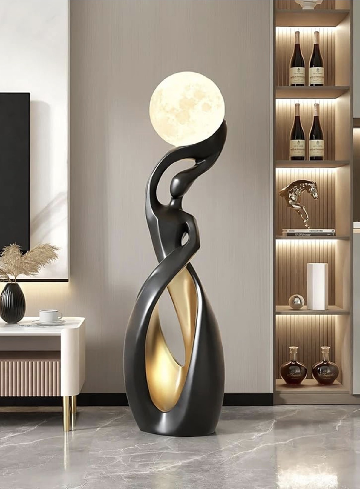 Modern 3D Moon Sphere Floor Lamp