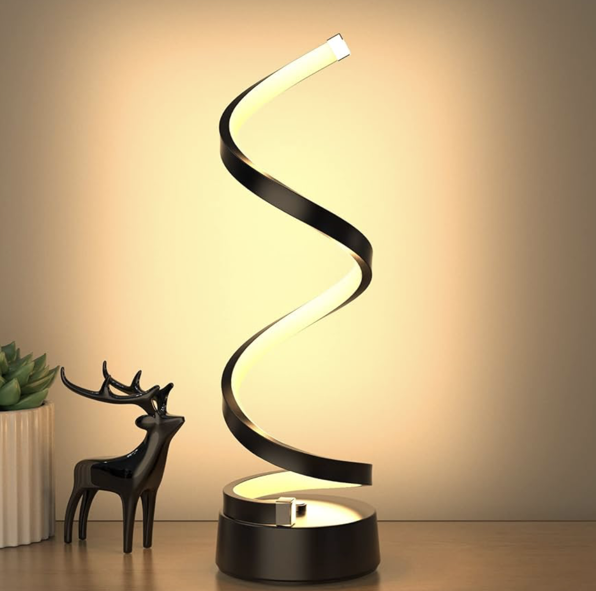 NUÜR Black Spiral LED Table Lamp