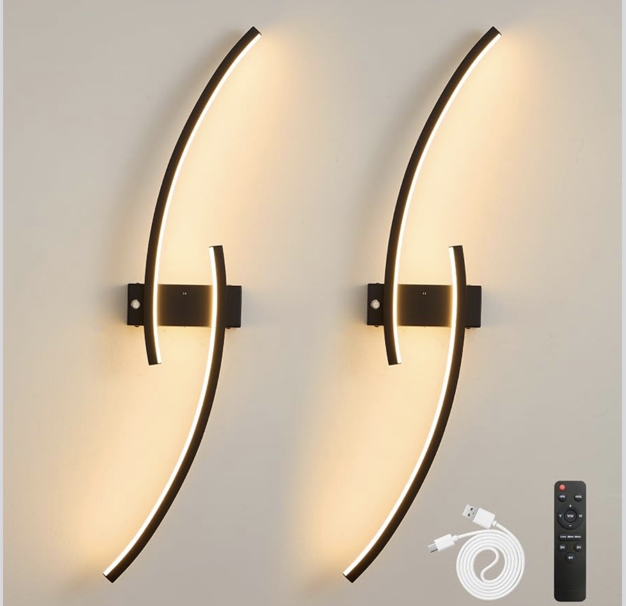 31.5-Inch Rechargeable Black Wall Sconces