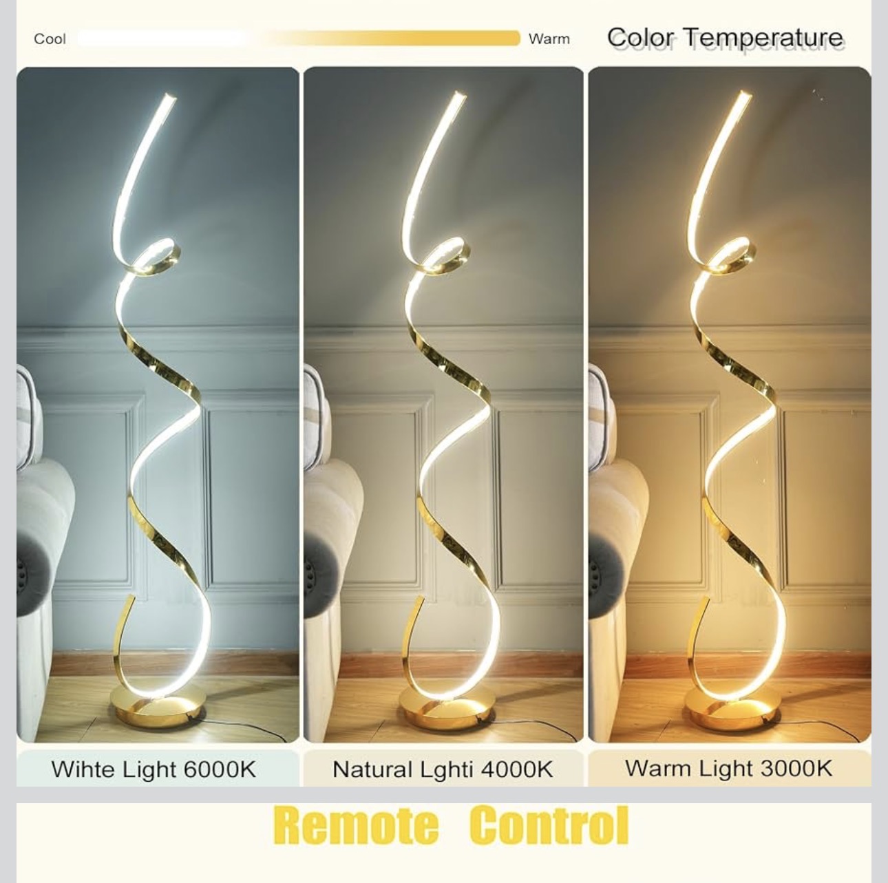59-Inch Gold LED Sculptural Floor Lamp