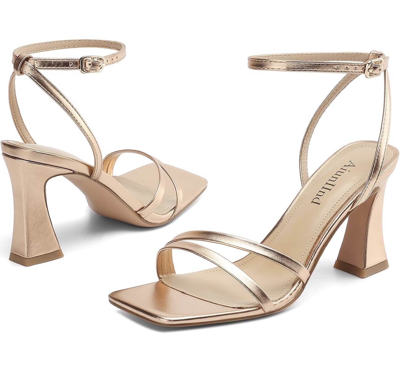 Champagne block heel sandals