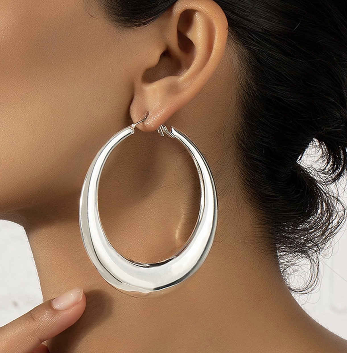 Large silver hoop earrings