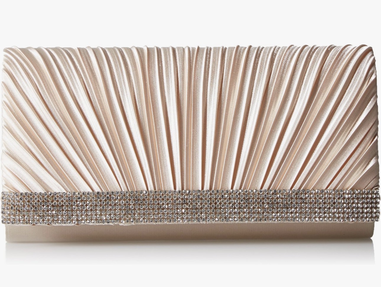Champagne satin evening clutch
